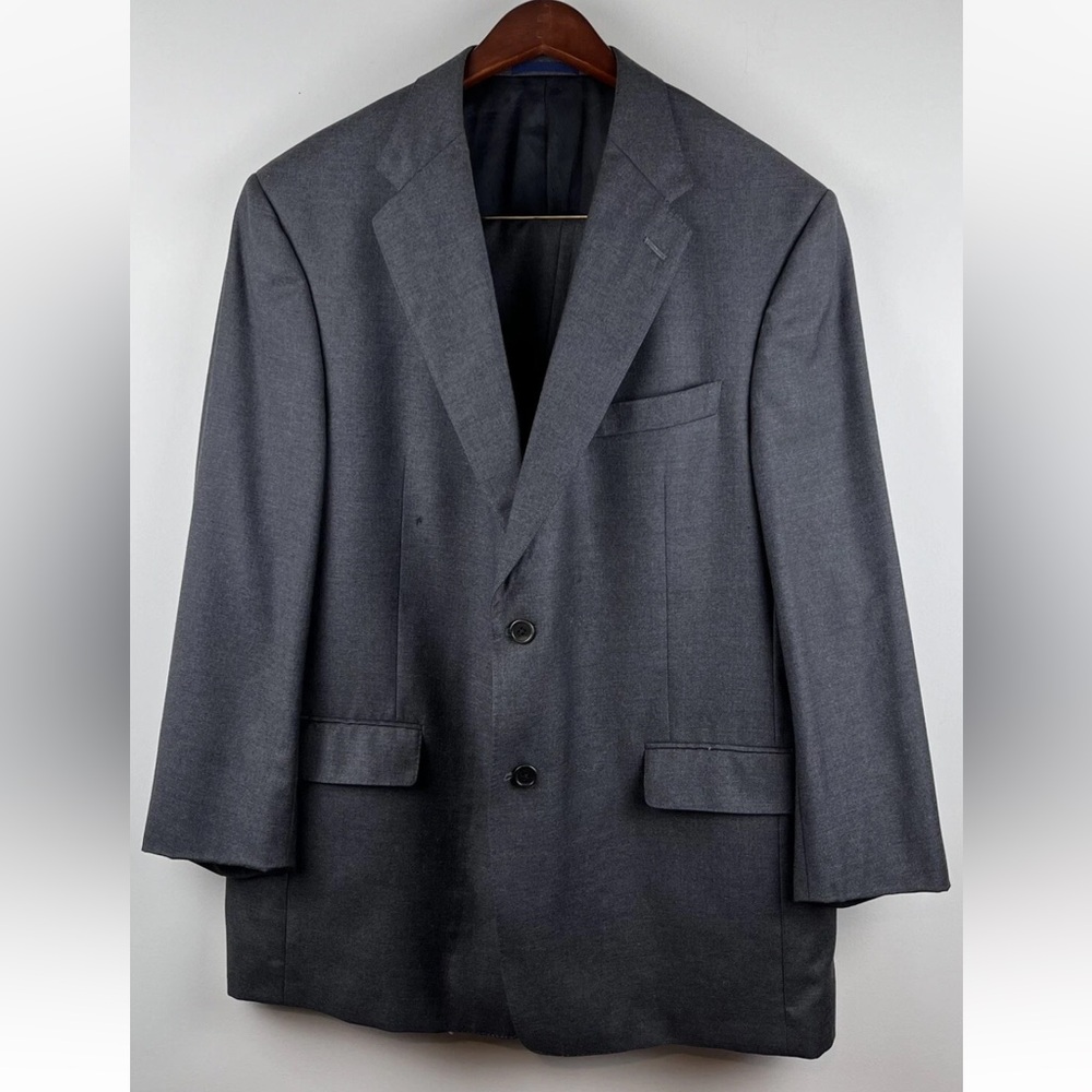 Loro Piana Cremieux Mens Two Piece Suit Blazer 46R 40x28 Pants Wool Black flaws